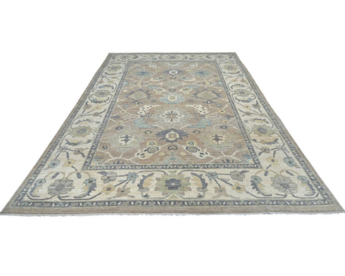 10x14 Brown Oushak Turkish Hand Knotted Soft Wool Area Rug